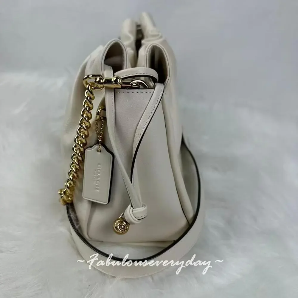 Coach 2 Straps Faye Large Shoulder Bag In Leather/Gold/Chalk CCE68 NWT
